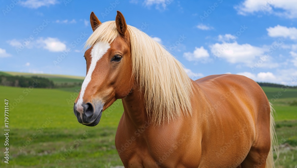 Obraz premium Portrait of a stunning haflinger horse, showcasing grace and strength
