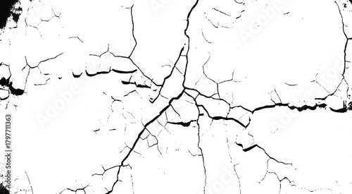 Cracks on the concrete wall. Cracks isolated on white background. Wall Background. Texture for overlay.  Vector 