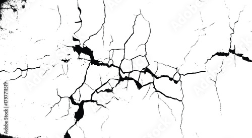 black cracks isolated on a white background. High quality photo