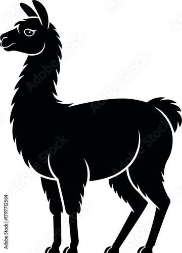 Black llama graphic illustration animal silhouette