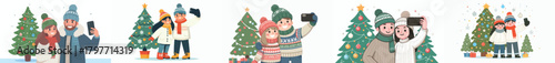 couple taking selfie together at the Christmas tree