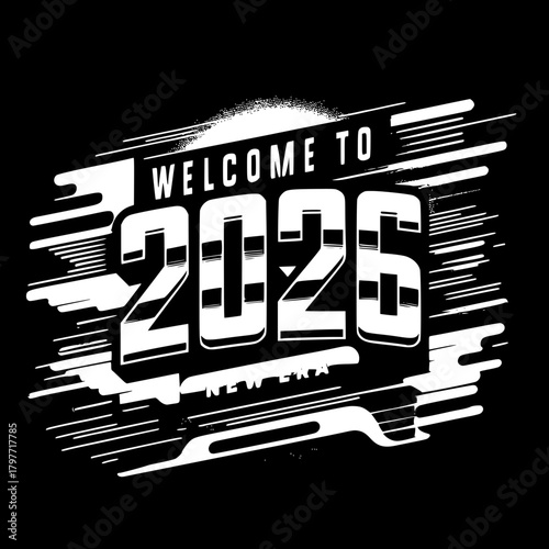 Embracing 2026: A bold and dynamic graphic design welcoming the dawn of a new era. A creative typographic composition to inspire visions of the future.