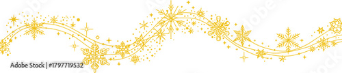 Yellow Snowflake Star Swirl Border Design vector