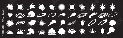 Dynamic Cartoon Explosion Set – Bursts, Shockwaves, Flares & Blasts for Games, Animations, Comics & UI Feedback — Vector Illustration