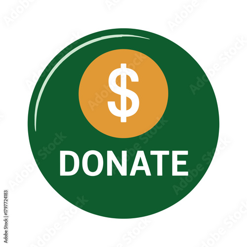 A green circular button with a gold coin and the word DONATE prominently displayed.