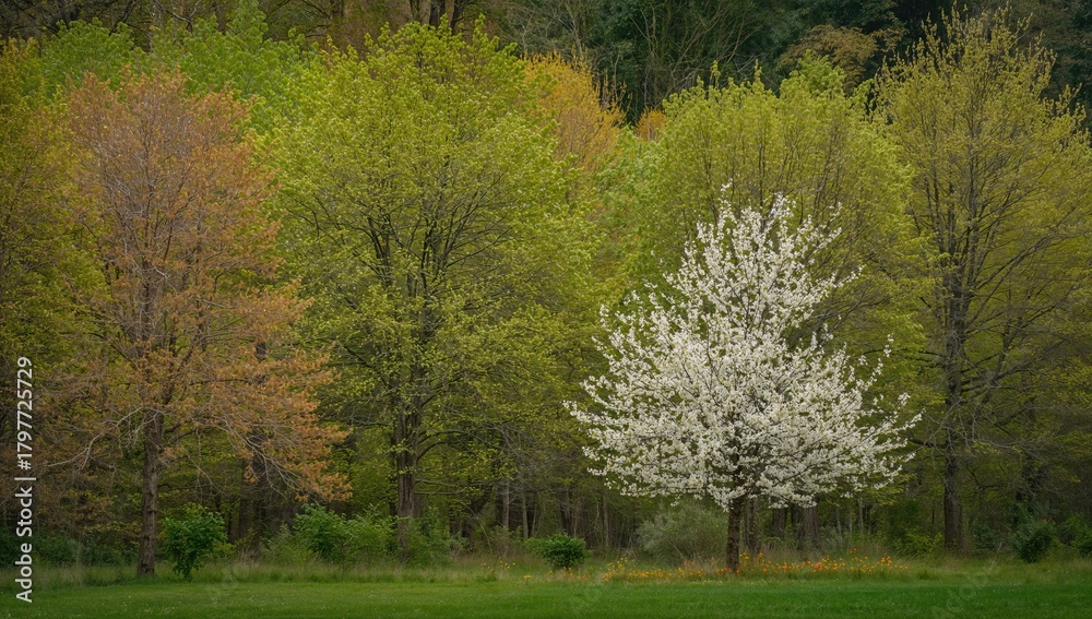 Obraz premium Tree collection in a natural setting, ideal for editorial header background