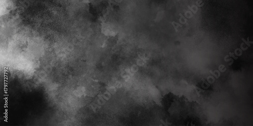 Abstract white and gray isolated cloud cumulus clouds. Gray aquarelle painted realistic fog or mist smoky textured canvas design. White and ash messy wall stucco texture background.