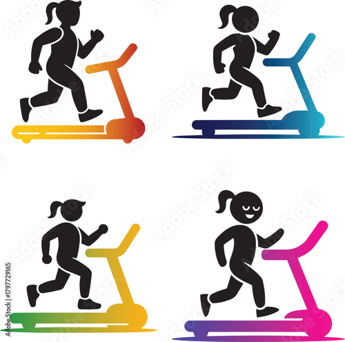 Fitness journey with treadmill running silhouette demonstrating transformation for a healthy lifestyle and body positivity workout routine