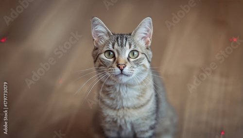 The elderly cat perched and gazing at the lens, showcasing a sense of calmness