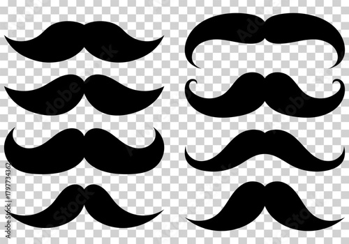 Collection of various black mustache silhouettes for diverse designs