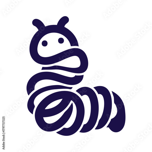 Caterpillar icon vector. Cute worm logo design. Simple flat cartoon insect character illustration for kids branding.