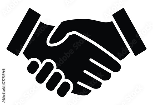 Business handshake, agreement or deal flat fill icon for apps, websites and media