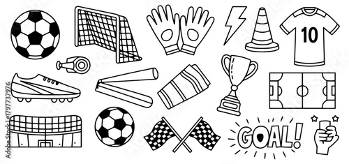 football soccer vector icon illustration set