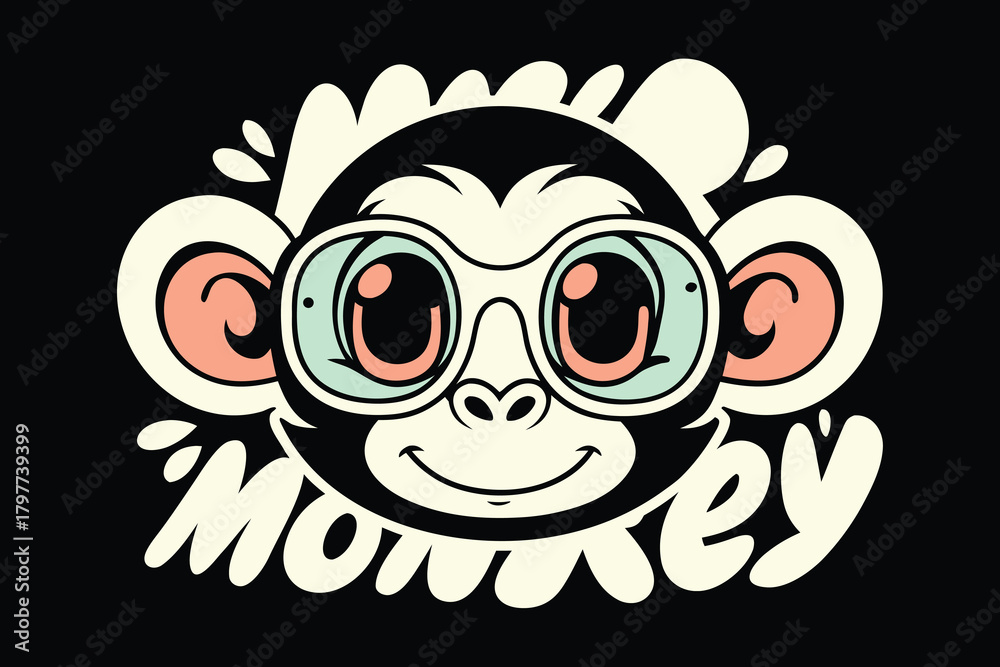 Fototapeta premium playful vector illustration of a cute cartoon monkey.