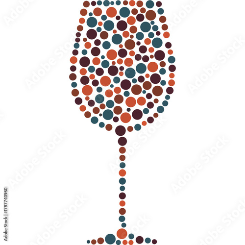 Abstract Wine Glass Made of Colorful Circles drink alcohol beverage illustration art design decorative modern