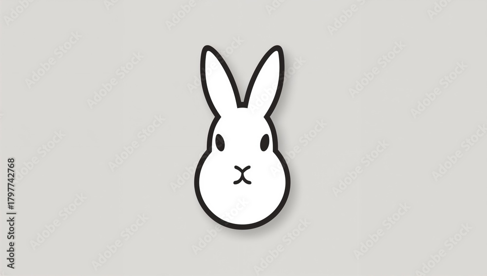 Obraz premium Rabbit with a customizable stroke, playful design for creative projects