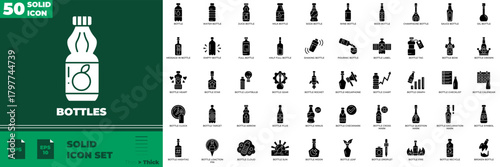 Bottles Solid Editable Icons set