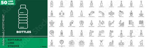 Bottles Line Editable Icons set