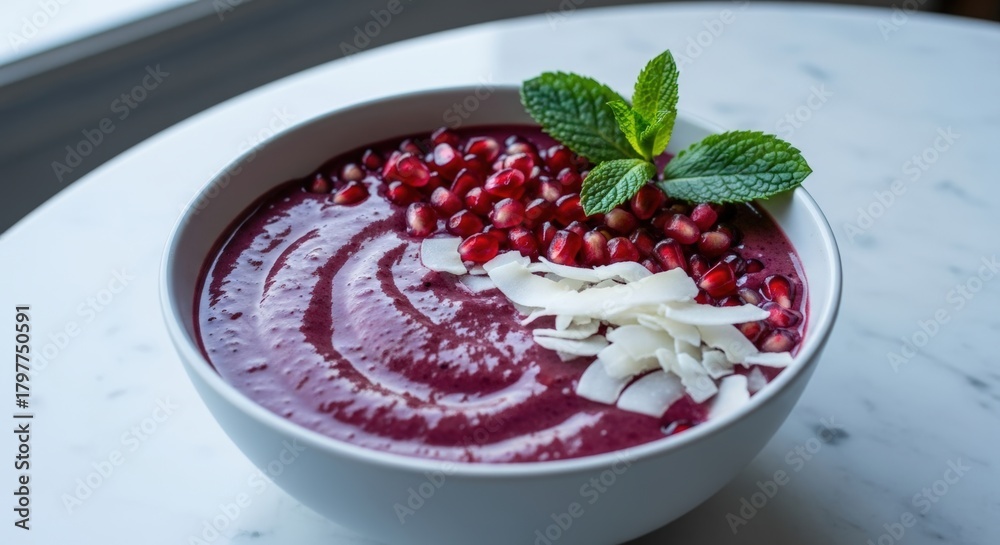 custom made wallpaper toronto digitalstrawberry smoothies topping coconut, mint and pome for Iftar or break the fast