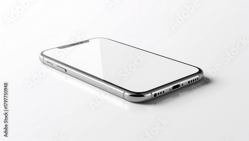 Wallpaper Mural Side view of a smartphone mockup with a blank white screen and shadow on a plain background, suitable as a UI backdrop Torontodigital.ca