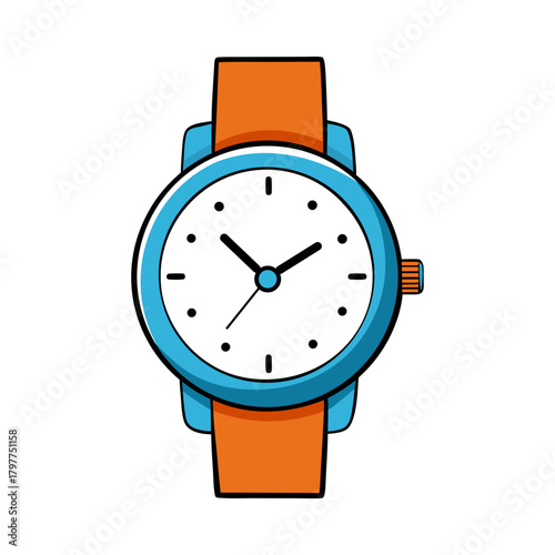 Vector illustration of a hand holding wristwatch an alarm clock icon, symbolizing time, a business deadline, and a morning countdown