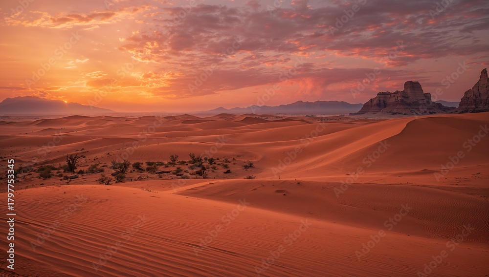Naklejka premium Sandy desert landscape in Egypt during sunset, highlighting seasonal change