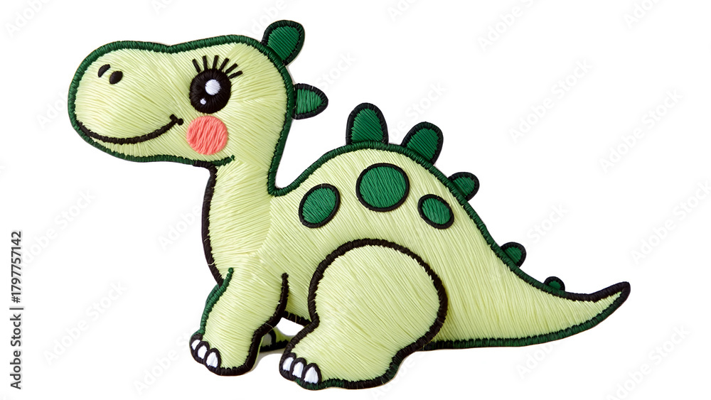 Obraz premium Cute Cartoon Stegosaurus Embroidered Patch