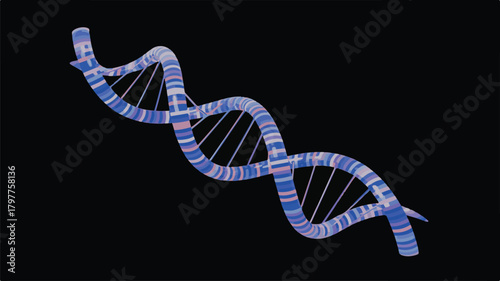DNA Helix 3D Model on Science Background