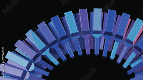 Fan turbine illustration with circular 3D pattern and decorative design elements