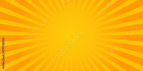 Orange Sunburst Pattern Background. Rays. Radial. Summer Banner. Vector Illustration