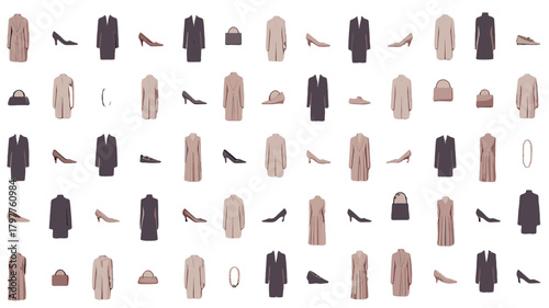 A stylish arrangement of various fashion items on display.