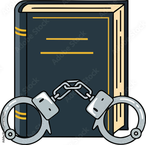 Legal Constraints A Book and Handcuffs Symbolizing Law and Justice