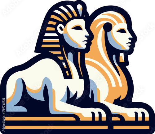 Egypt sphinx statues logo icon vector white background .