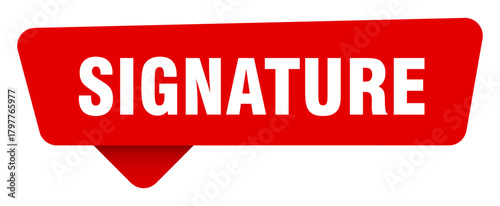 signature red sticker isolated on transpatent background. signature sign