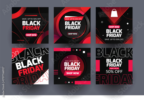 neon black friday instagram posts vector design illustration