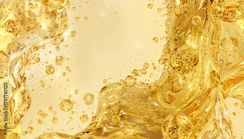 Collage of golden yellow oil bubbles texture, suitable for 3D mapping or backdrop