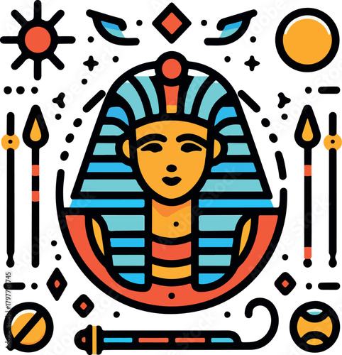 Egypt sphinx statues logo icon vector white background .