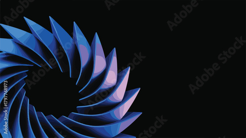 Colorful geometric spiral art with blue abstract patterns