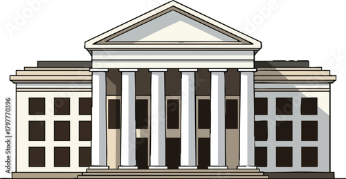 Classical Architecture A Detailed Vector Illustration of a Grand Building Facade