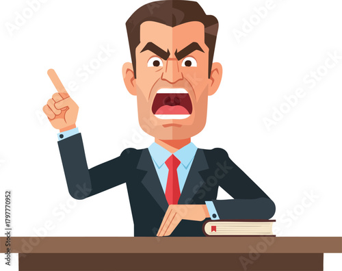 Furious Boss Yelling and Threatening with an Angry Expression