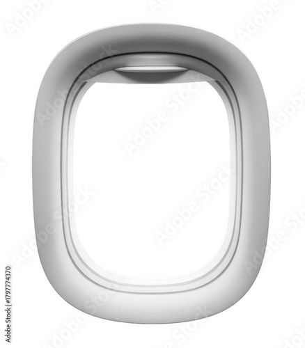 Airplane window frame isolated on a transparent background