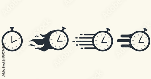 Clock icon with speed effect, depicting fast time, deadline, and urgency in graphic form.