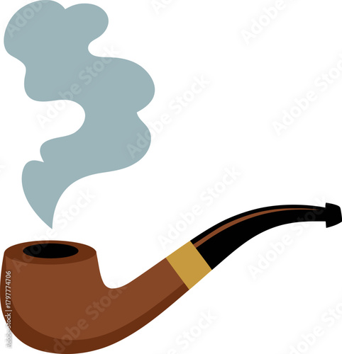 Classic Wooden Smoking Pipe Illustration