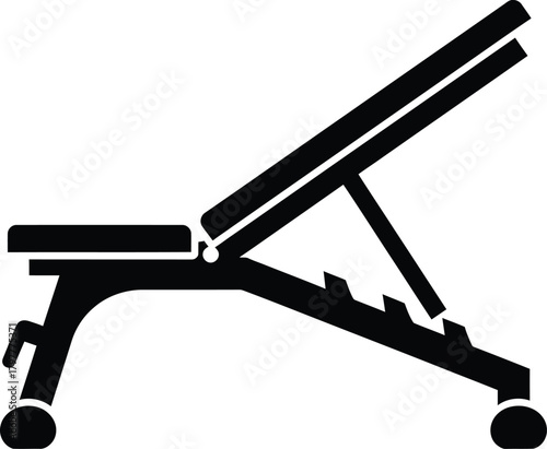 Adjustable incline weight bench illustration for home gym strength training Vector silhouette