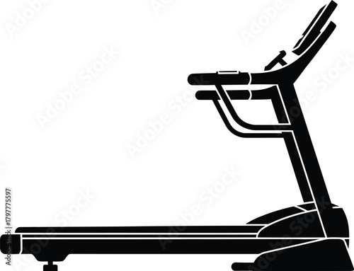 Cardio exercise running machine illustration for home and gym workout equipment Vector silhouette