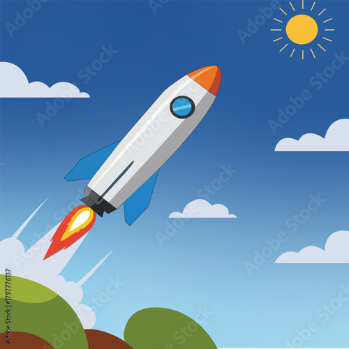 Rocket launch into space in vector format