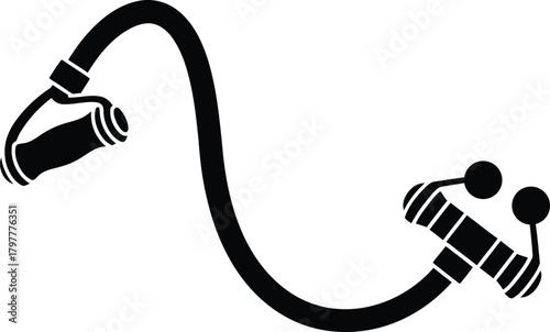 Resistance band with handles exercise tool for versatile strength workout Vector silhouette