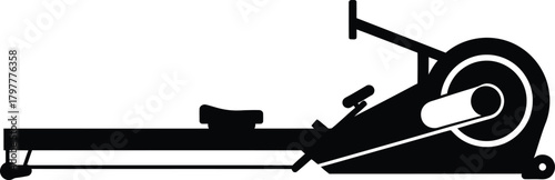 Rowing machine illustration for full body cardio and endurance fitness training Vector silhouette