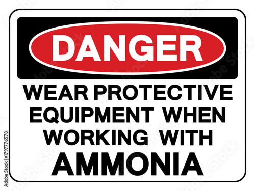 Danger Wear Pretective Equipment When Working With Ammonia Symbol Sign, Vector Illustration, Isolate On White Background, Label.EPS10