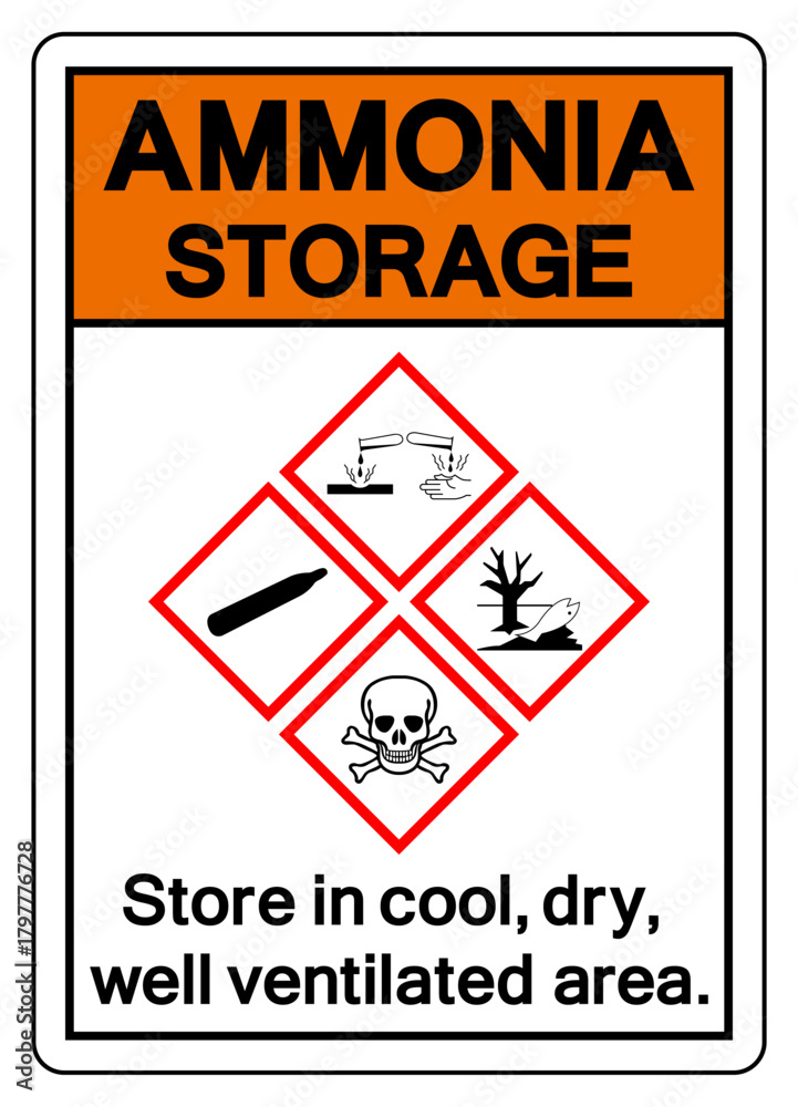 Naklejka premium Ammonia Storage Symbol Sign, Vector Illustration, Isolate On White Background, Label. EPS10